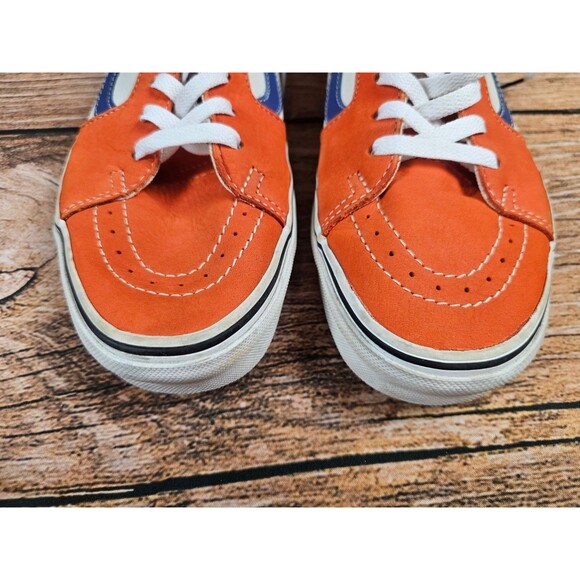 Vans Sk8-Low Leather Skate Shoes Orange/White/Blue Men\'s 8.5 Women’s 10 main image 8
